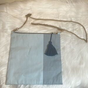 Tribe Alive Blue Tassel Gold Chain Crossbody Bag Purse